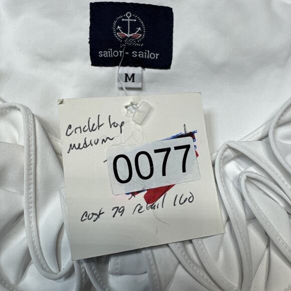 Sailor-Sailor Cricket Ruffle Neck White Sleeveless UPF 50+ SZ M Resortwear NWT - Picture 3 of 12